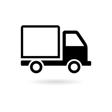 Black Delivery truck icon or logo - with copy space 