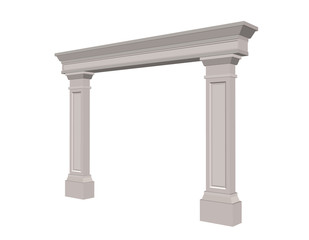 Arch from pilasters. Isolated on white background. 3d Vector illustration.