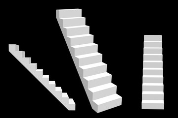 Stairway. Isolated on black background. 3d Vector illustration.