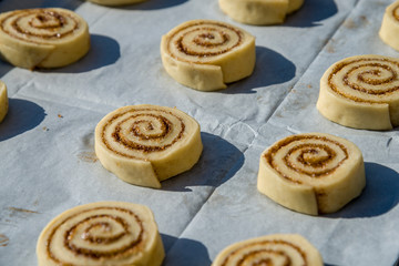 Cinnamon rolls ready for the oven 