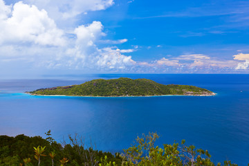 Fototapeta na wymiar Island in ocean at Seychelles
