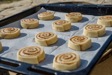 Cinnamon rolls ready for the oven 