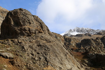 Rocky mountains on a spring day under shiny sky