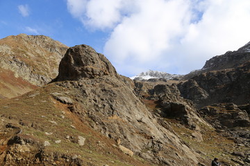 Rocky mountains on a spring day under shiny sky