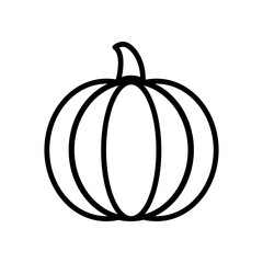Vegetable collection - pumpkin. Line icon of big whole pumpkin. Vector Illustration 
