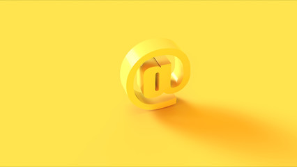 Bright Yellow At Sign 3d illustration 3d render