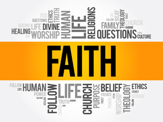 Faith word cloud collage , social concept background