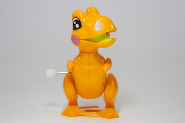 Dinosaur, Plastic Toy Animal isolated on white background.