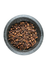 Whole clove heads and pieces isolated over white