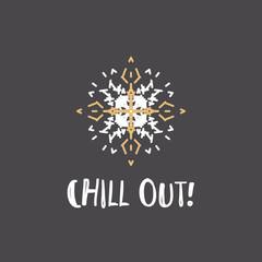 Christmas greeting card with geometric ornament and text