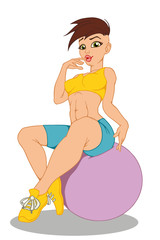 Sports girl on fitball
