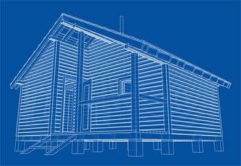 Sketch of small house. Vector rendering of 3d
