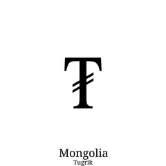 Black  Tugrik currency symbol isolated on white background
