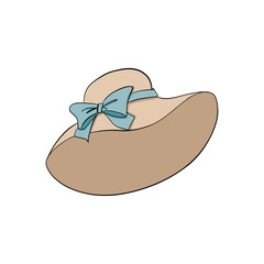 Women Hat Isolated On A White Background Hand Drawn Illustration