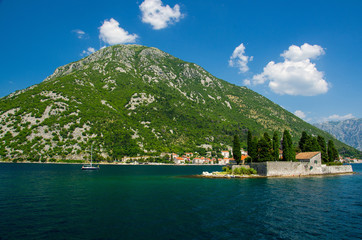 Saint George monastery on island in Boka Kotor bay, Montenegro
