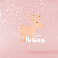 Christmas concept.  Creative Christmas conception made by falling in air christmas wooden deer