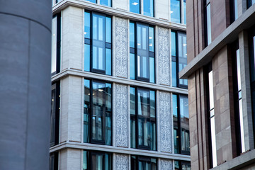 The Windows and facade of the building