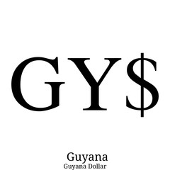 Black  Guyana Dollar currency symbol isolated on white background