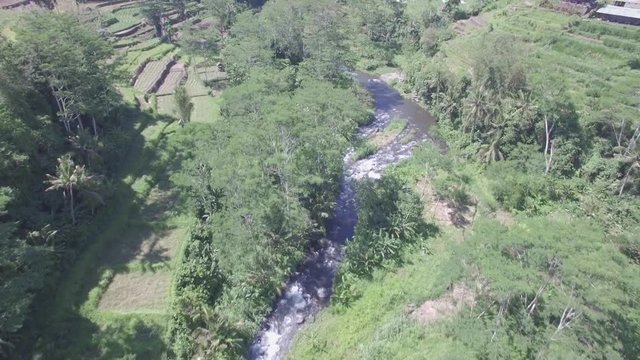 Flying Over Ayung River In Karangasem Bali Indonesia. Part 1