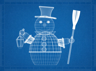 Snowman Blueprint Background