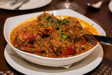 Goan Seafood crab xek xek served for dinner