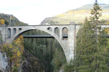 Fototapeta na wymiar Switzerland Mountains Bridge