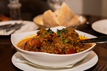 Goan Seafood crab xek xek served for dinner