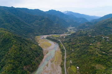 Fototapeta na wymiar Valley of the mountain river Ajaristskali in Georgia.