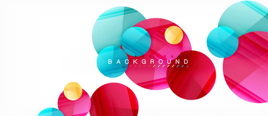 Glossy colorful circles abstract background, modern geometric design