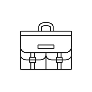 recommend clip art: Black & white vector illustration of artist portfolio bag for sketches. Line icon of backpack with pockets for architect, drafter, art student. Isolated object