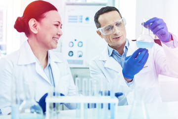 Smart intelligent people working in the laboratory together