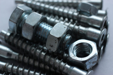 Naklejka premium Steel nuts and screws.