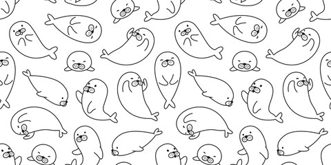 seal seamless pattern vector walrus sea lion polar bear isolated wallpaper