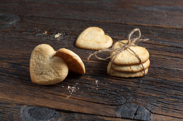 Heart-shaped shortbread cookies tied with a rope