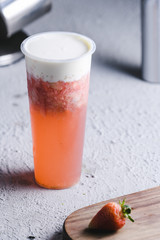 Strawberry soda covered milk