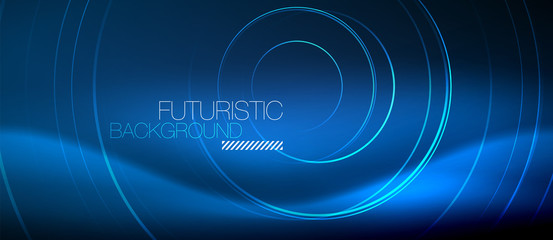 Neon glowing circles background