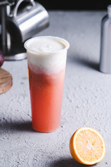Mixed fruit soda covered milk