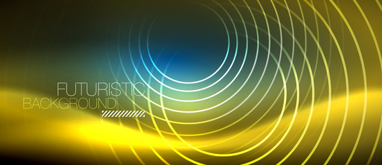 Neon glowing circles background