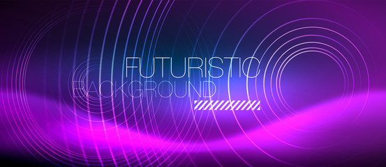 Neon glowing circles background