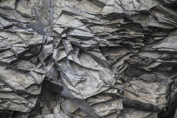 Beautiful basalt formations on Reynisfjara beach in Iceland - obrazy, fototapety, plakaty