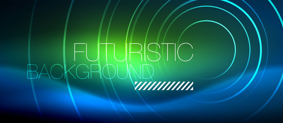 Neon glowing circles background