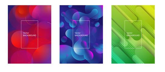 Set of three vector backgrounds. Abstract and modern design for flyers or landing pages.