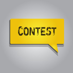 Conceptual hand writing showing Contest. Business photo showcasing Competition do better than other showing for prize Election.
