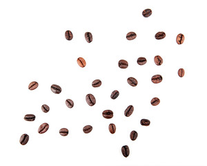 Roasted Coffee Beans Isolated On White Background