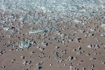 Fototapeta na wymiar broken glass on ground