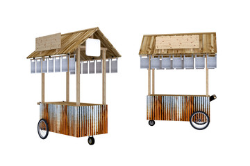 food Trolley Cart on a white background. 3d Rendering