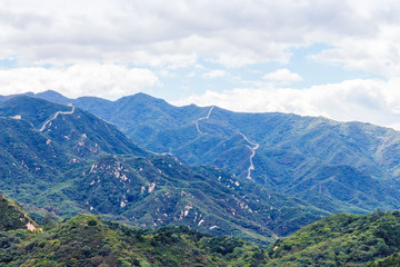 Obraz premium The Great Wall of China. View from afar in the mountains. China, Beijing