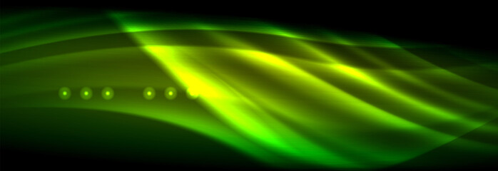Liquid neon flowing waves, glowing light lines background