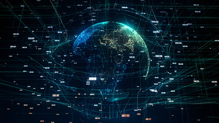 global network illustration symbolizing global IT - obrazy, fototapety, plakaty