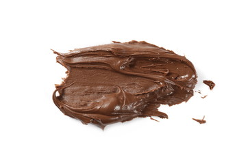 Chocolate cream isolated on white background, top view